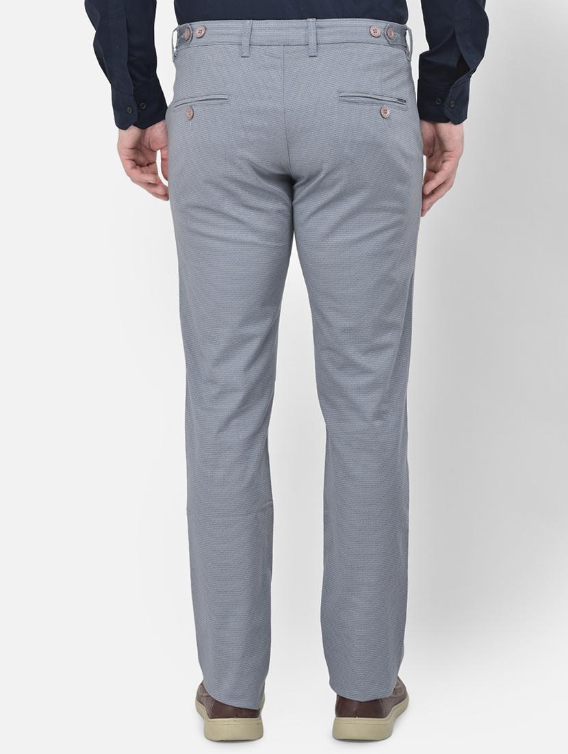 grey printed flat front casual trouser - 18017670 - Standard Image - 2