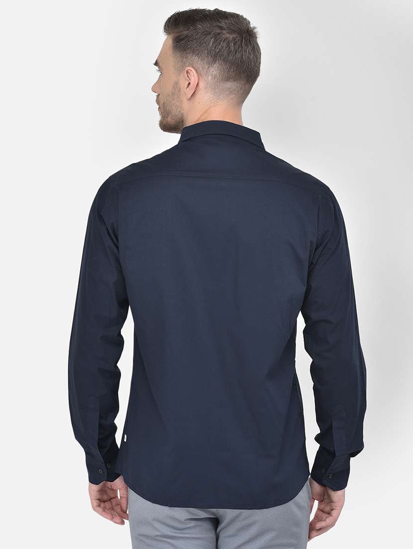 navy blue solid casual shirt - 18017693 -  Standard Image - 2