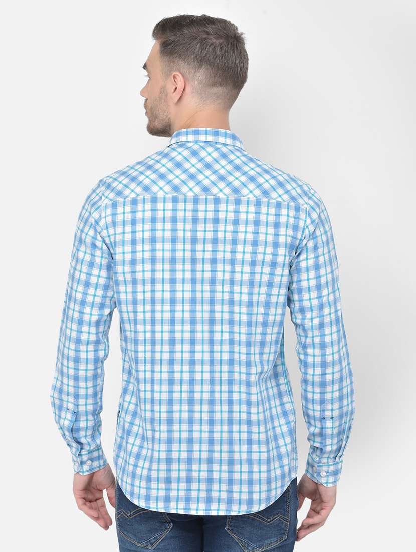 blue checkered casual shirt - 18017704 - Standard Image - 2
