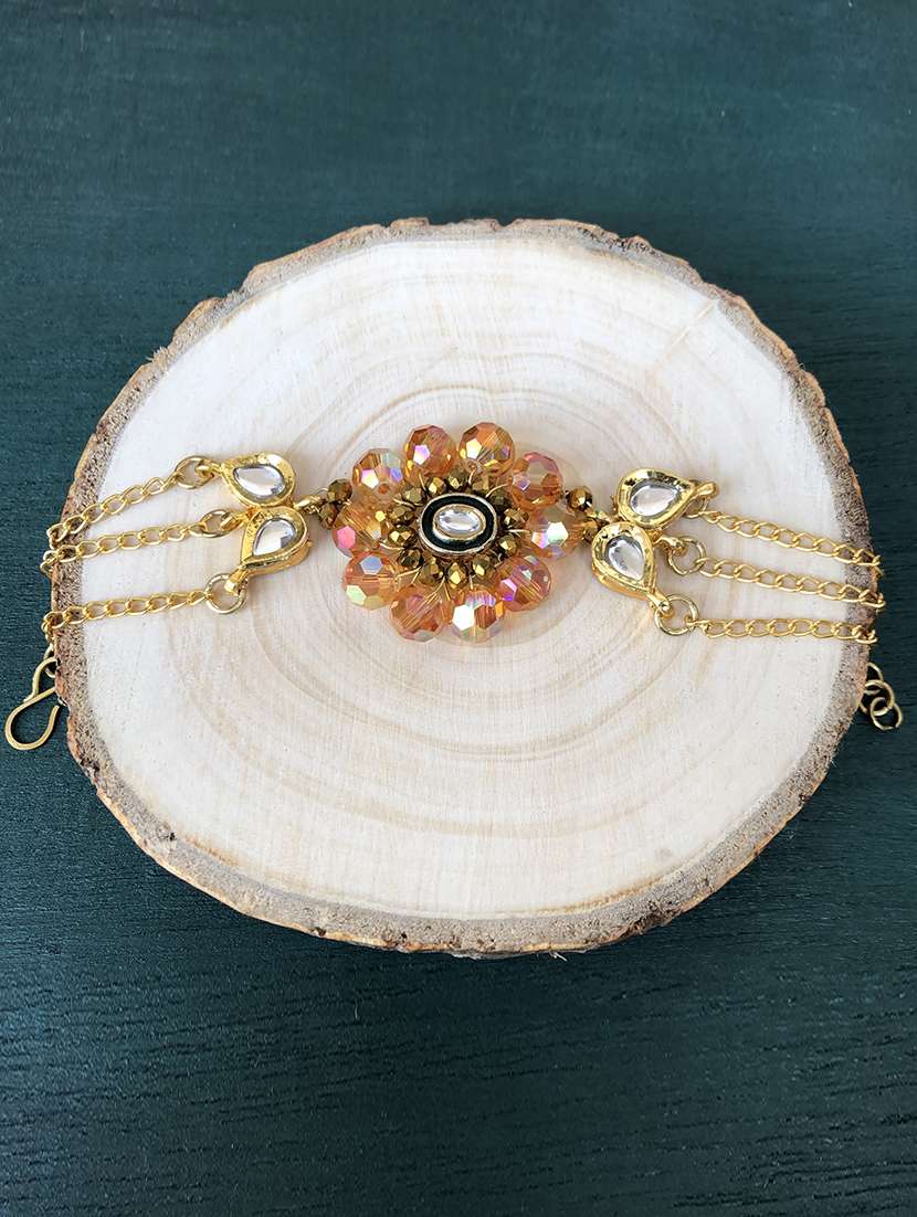 golden crystal floral adjustable bracelet