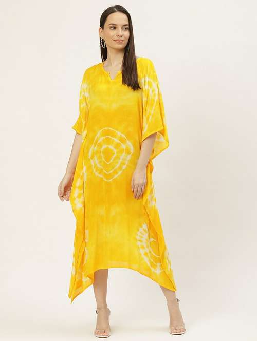 v-neck tie & dye kaftan dress - 18018413 - Standard Image - 0