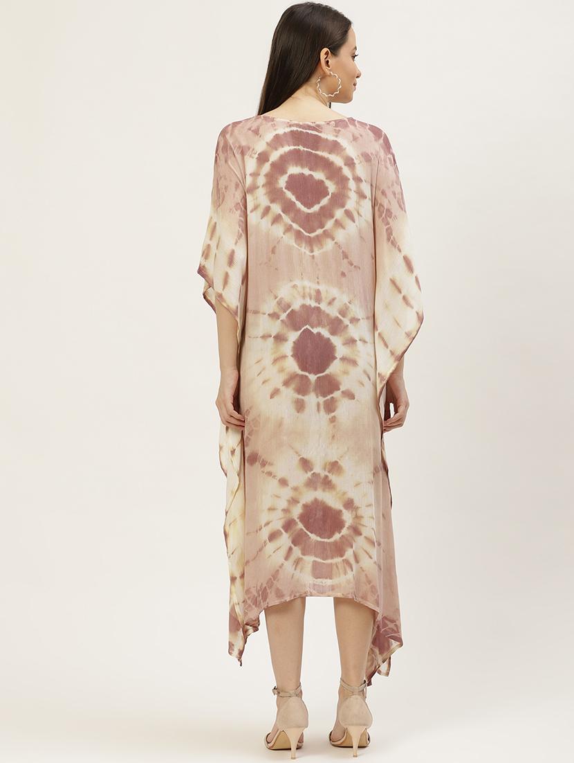 notch neck tie & dye kaftan dress - 18018416 - Standard Image - 2
