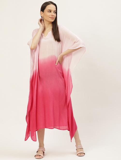 notch neck ombre kaftan dress  - 18018417 -  Standard Image - 0
