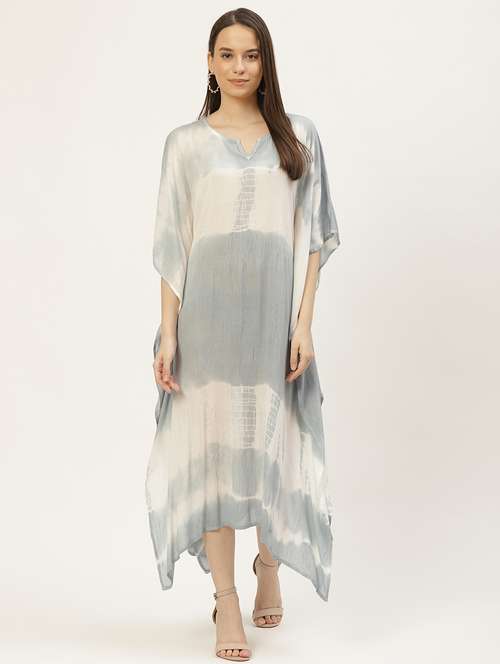 notch neck tie & dye kaftan dress  - 18018418 -  Standard Image - 0