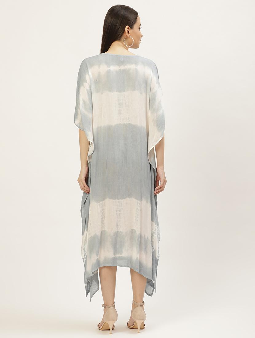 notch neck tie & dye kaftan dress - 18018418 - Standard Image - 2