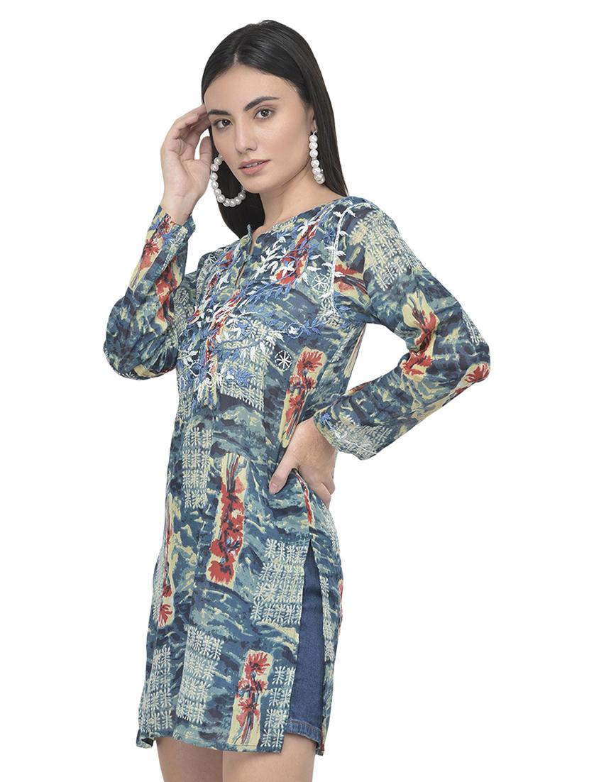 key hole neck printed tunic - 18018459 - Standard Image - 2
