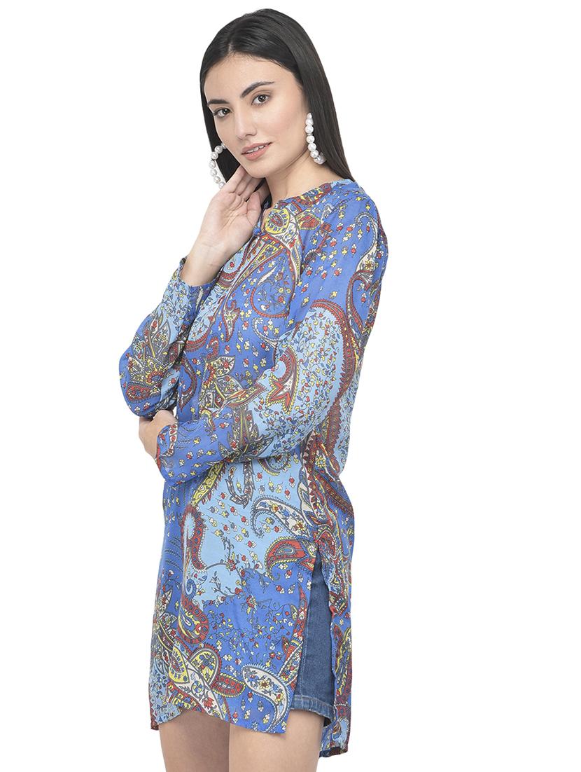 key hole neck printed tunic - 18018466 - Standard Image - 2