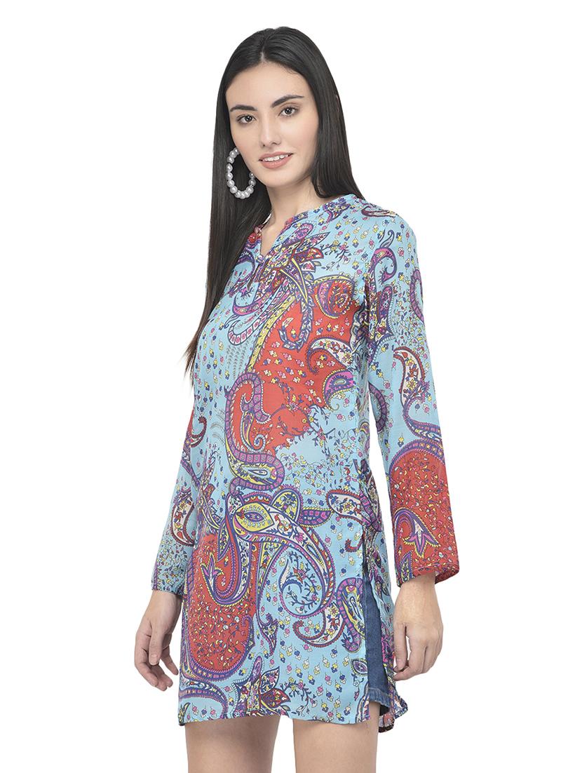 key hole neck printed tunic - 18018468 - Standard Image - 2