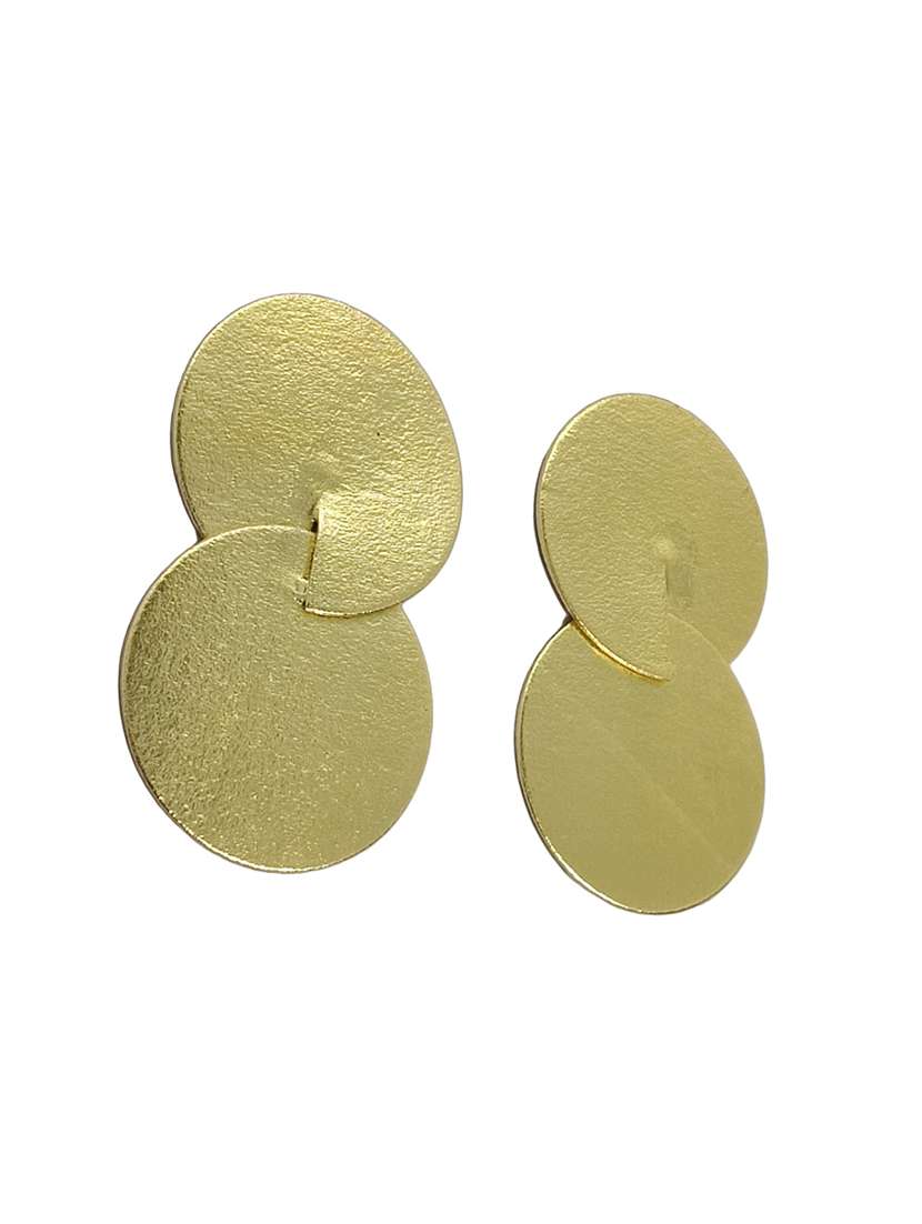 gold stick & round shaped studs earring