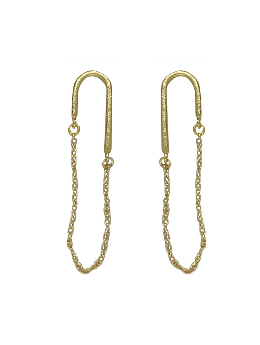 gold boomerang shaped drop earring