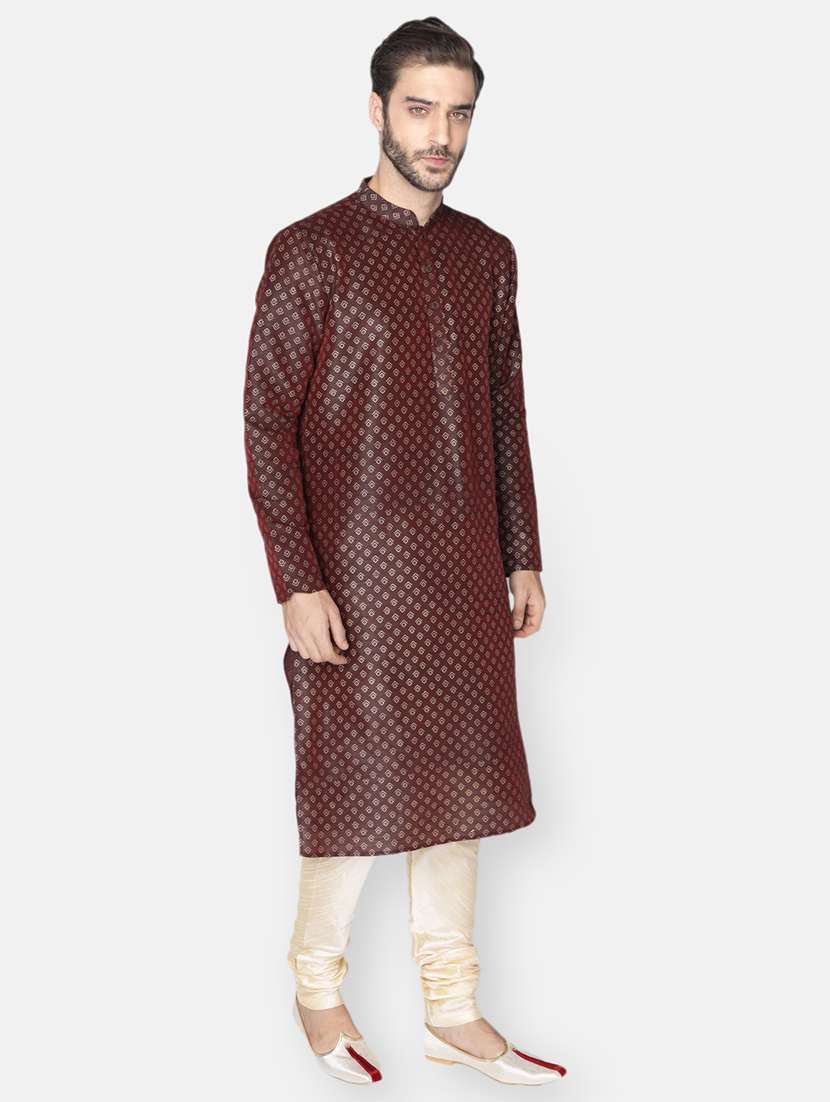 maroon printed long kurta - 18019530 -  Standard Image - 2