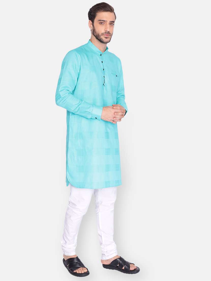 men self design mandarin neck long kurta - 18019534 - Standard Image - 2