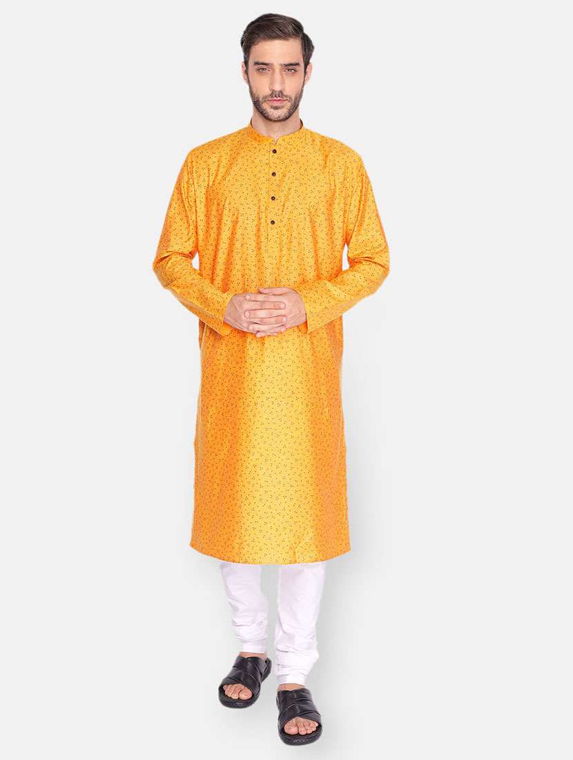 yellow printed long kurta