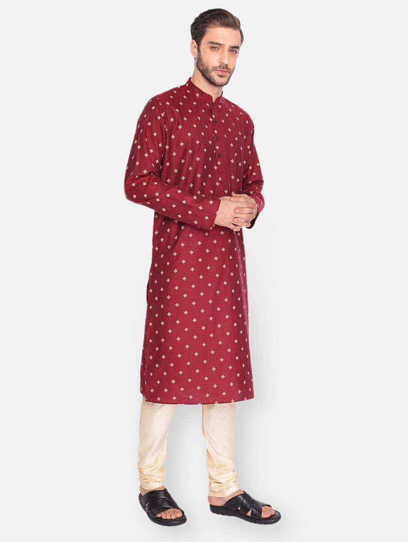 maroon printed long kurta - 18019549 -  Standard Image - 2