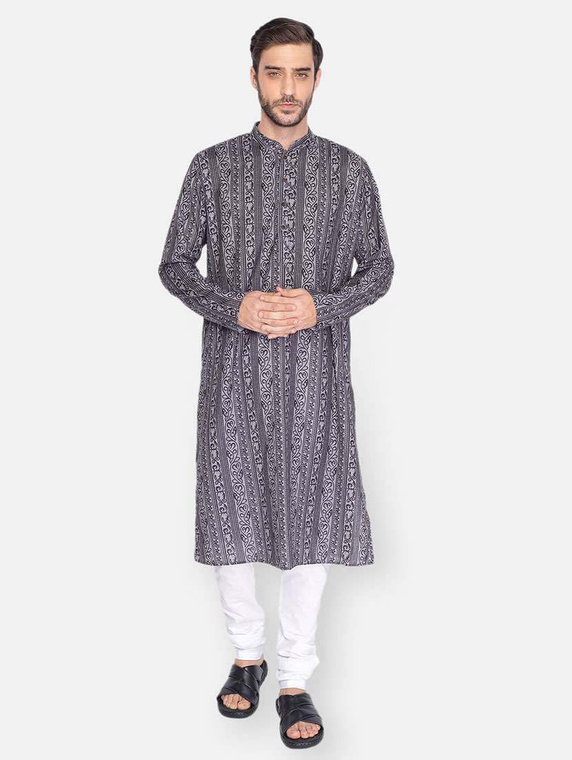 grey printed long kurta - 18019551 - Zoom Image - 0