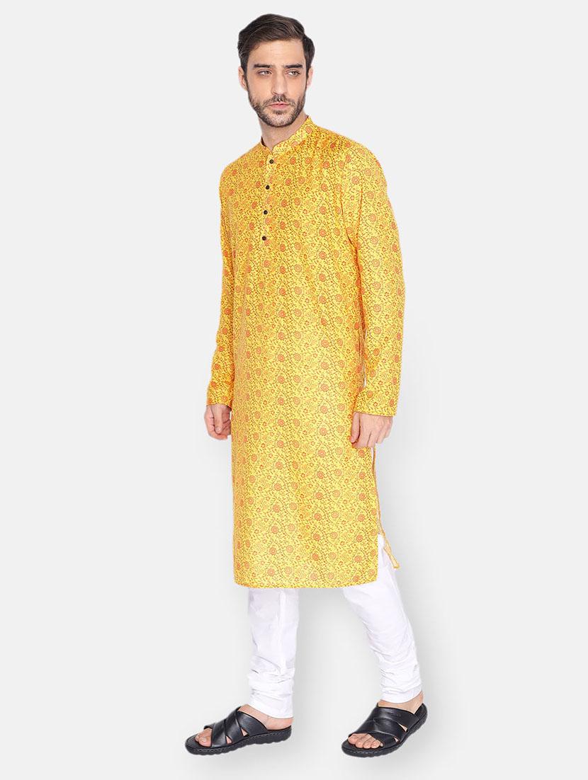 yellow printed long kurta - 18019552 - Standard Image - 2
