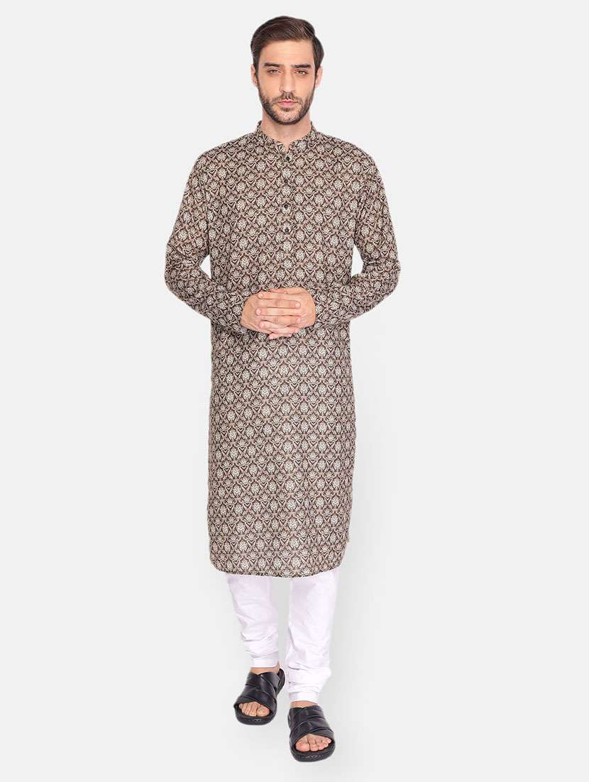 brown printed long kurta - 18019555 - Zoom Image - 0