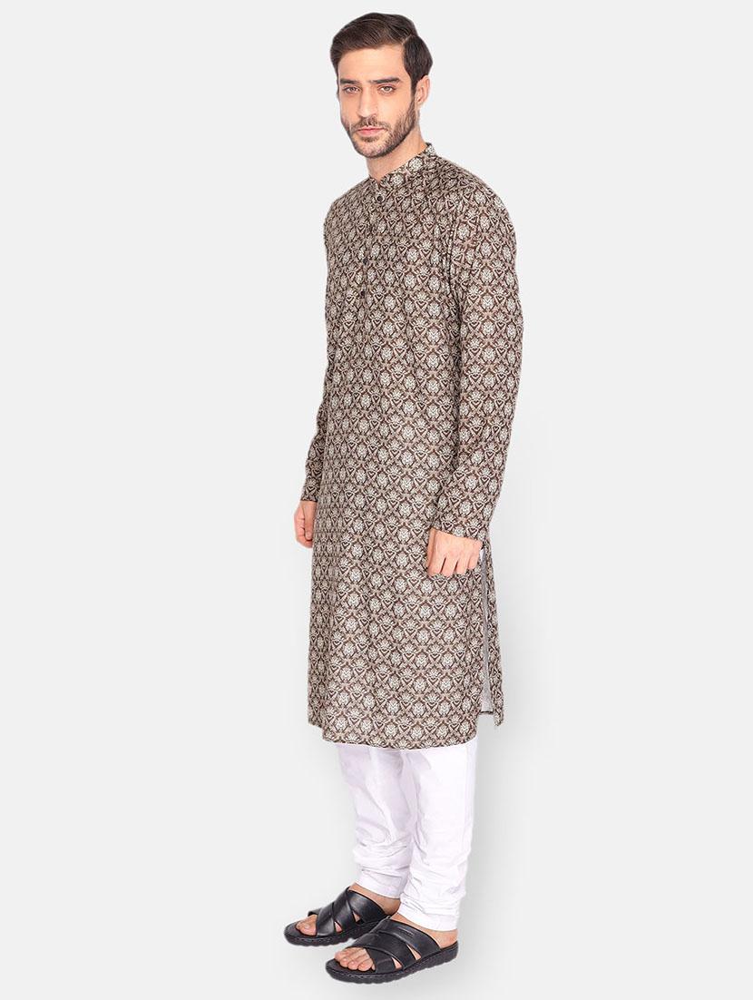 brown printed long kurta - 18019555 - Standard Image - 2