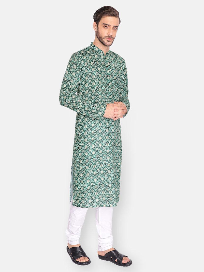 green printed long kurta - 18019556 - Standard Image - 2