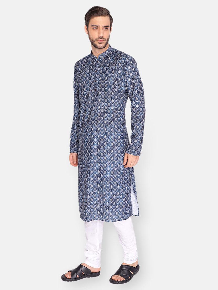 blue printed long kurta - 18019557 - Standard Image - 2