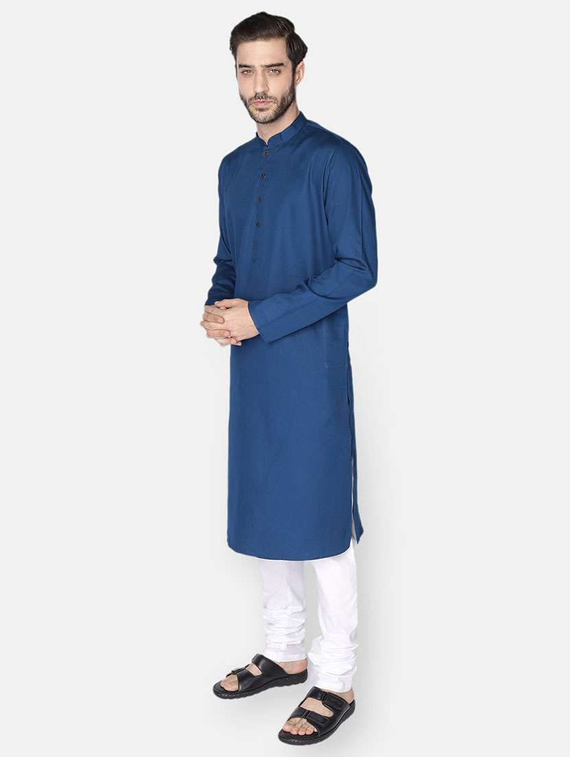 blue solid long kurta - 18019562 - Standard Image - 2