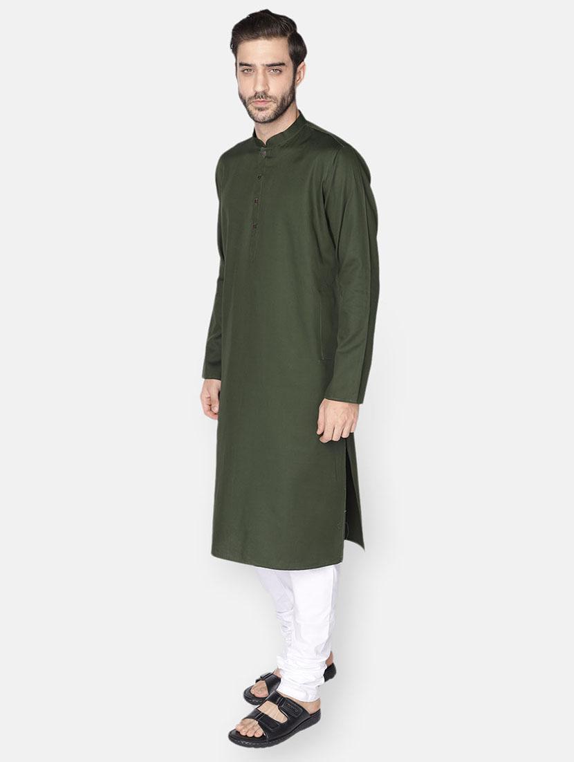 green solid long kurta - 18019564 - Standard Image - 2