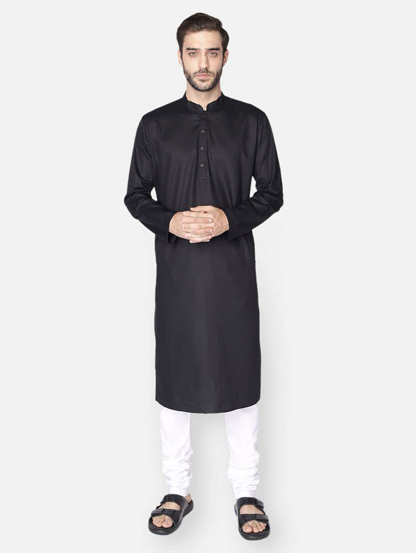 black solid long kurta