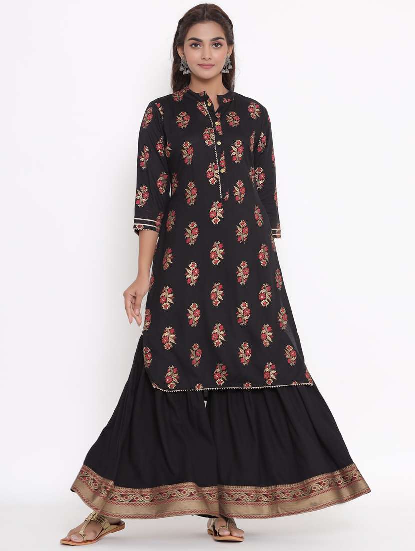 black rayon kurta sharara  set