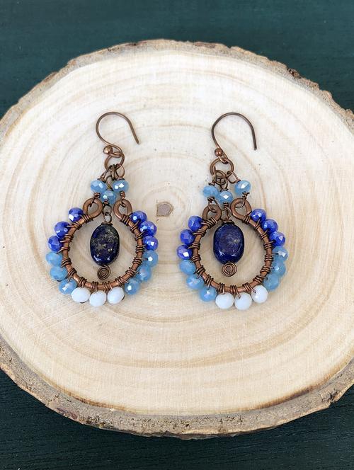 blue copper drop earring - 18019735 - Standard Image - 0