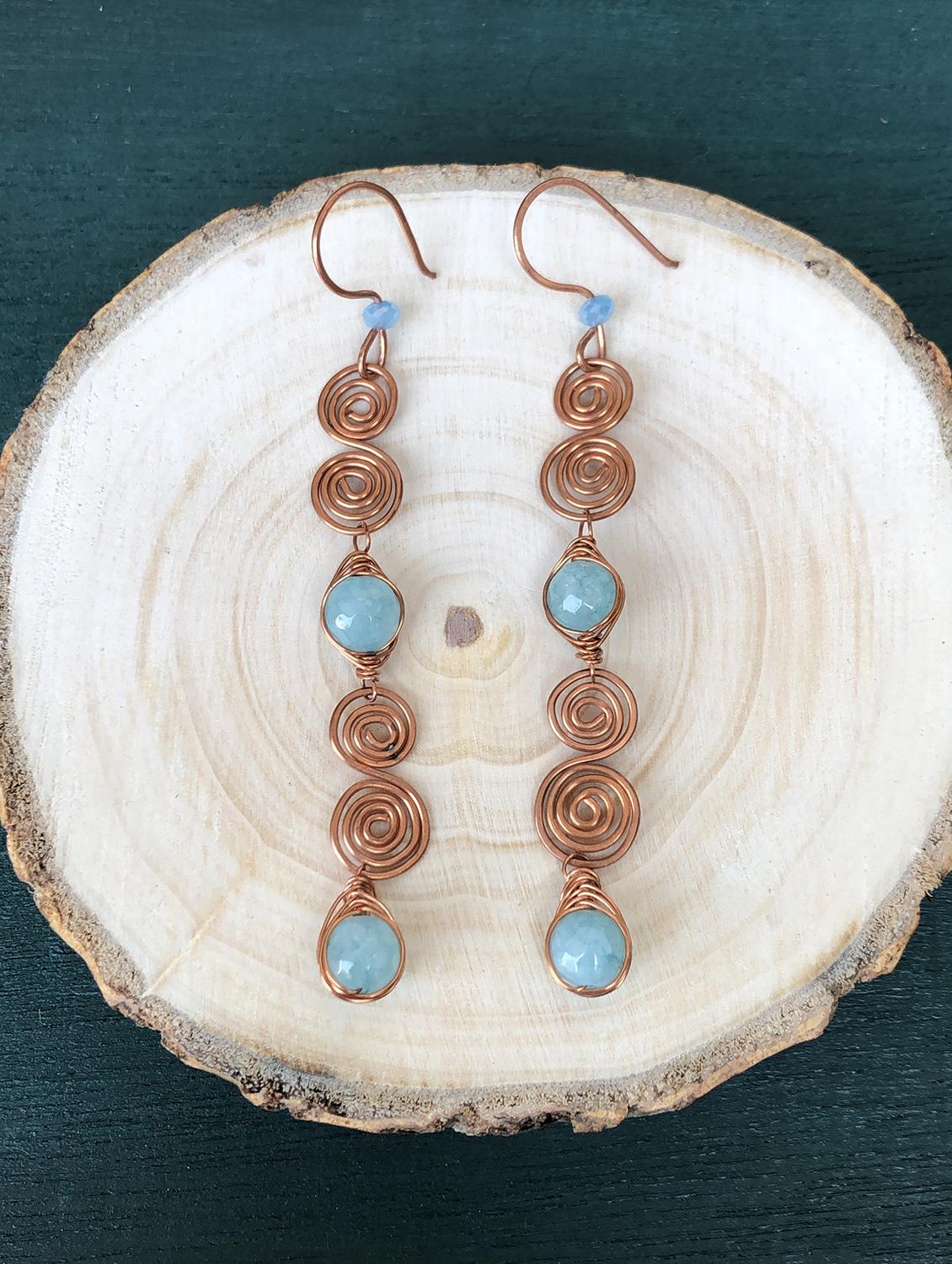 blue copper drop earring - 18019739 -  Zoom Image - 0