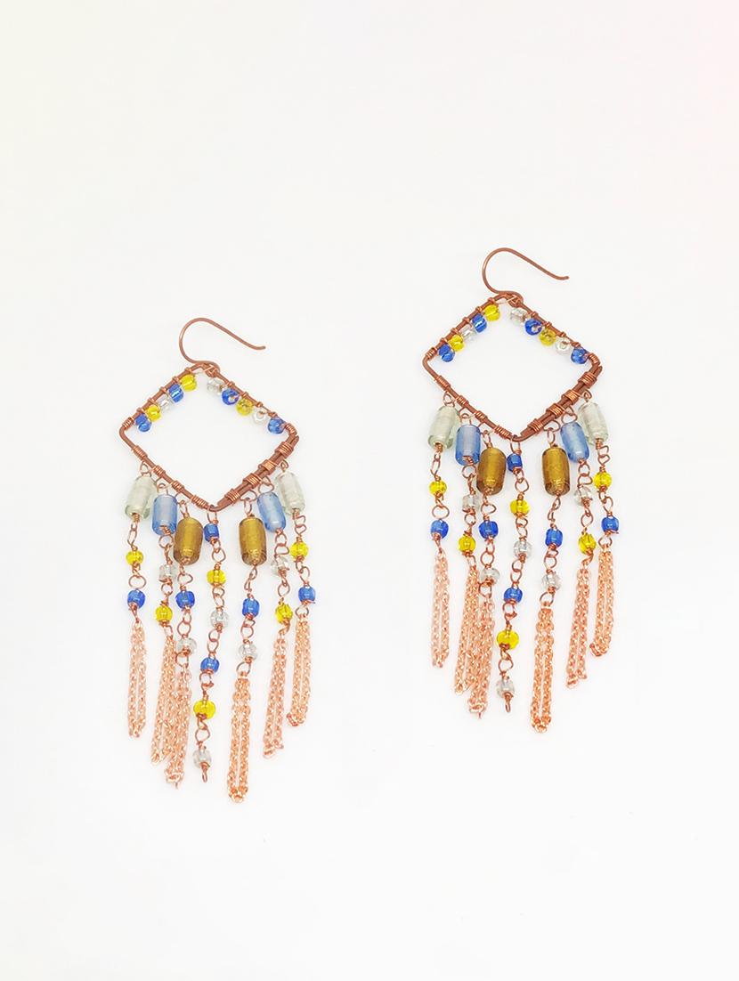 blue copper chandellier earring - 18019742 - Zoom Image - 0