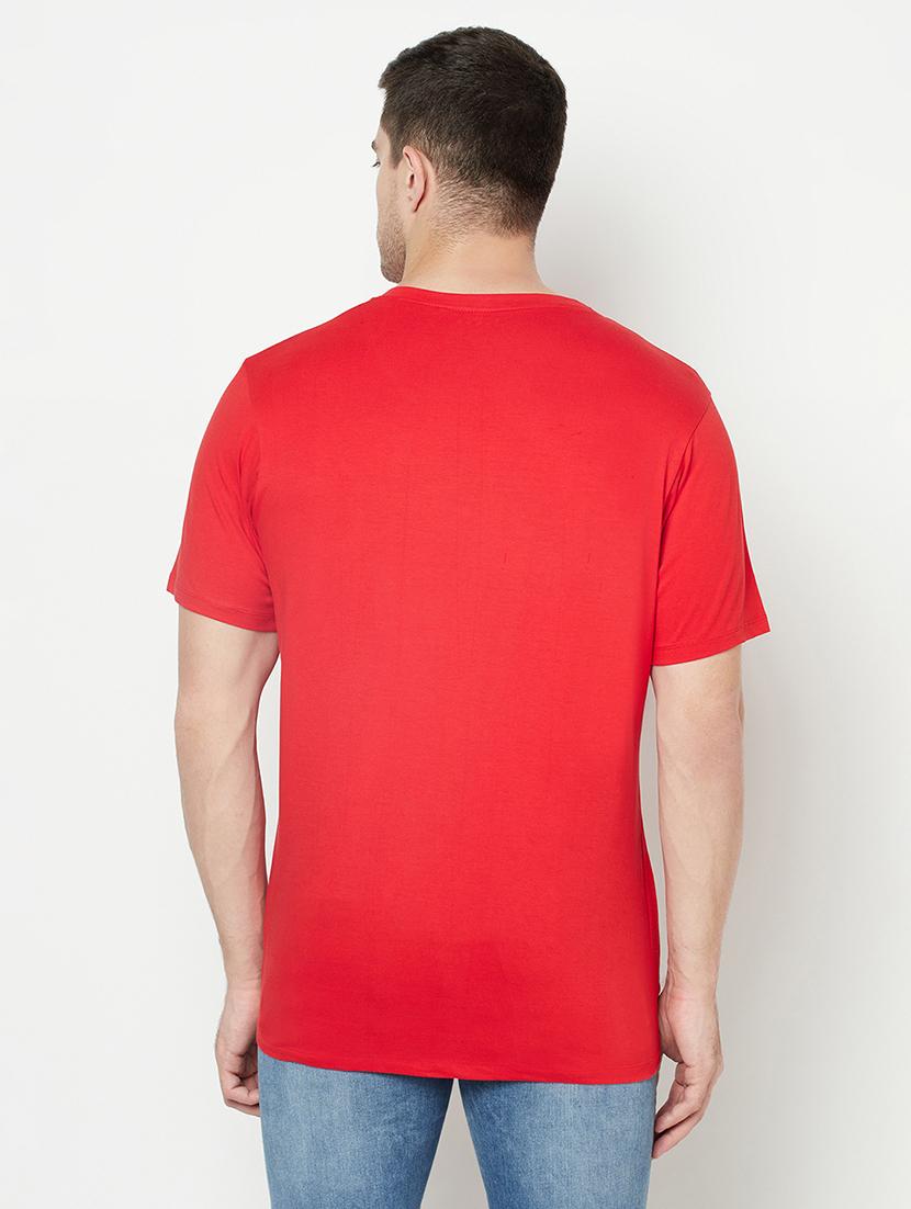red round neck solid t-shirt - 18020088 - Standard Image - 2