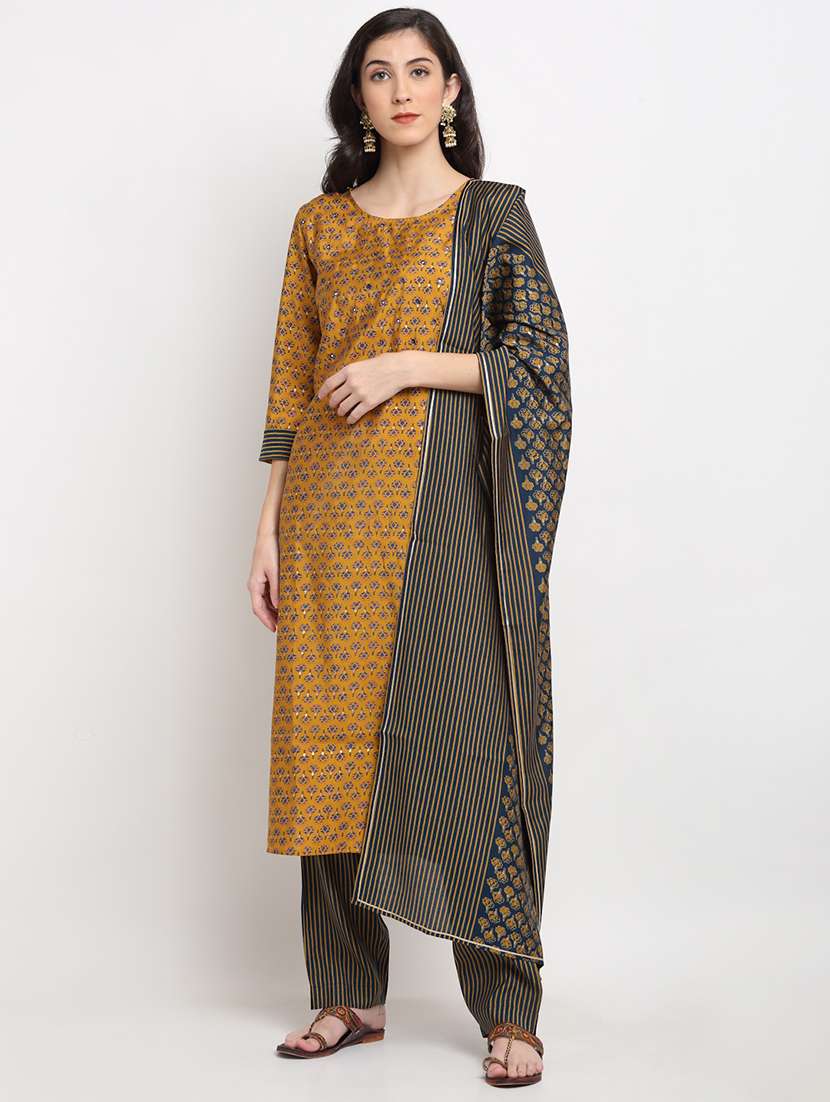yellow chanderi kurta pant  set