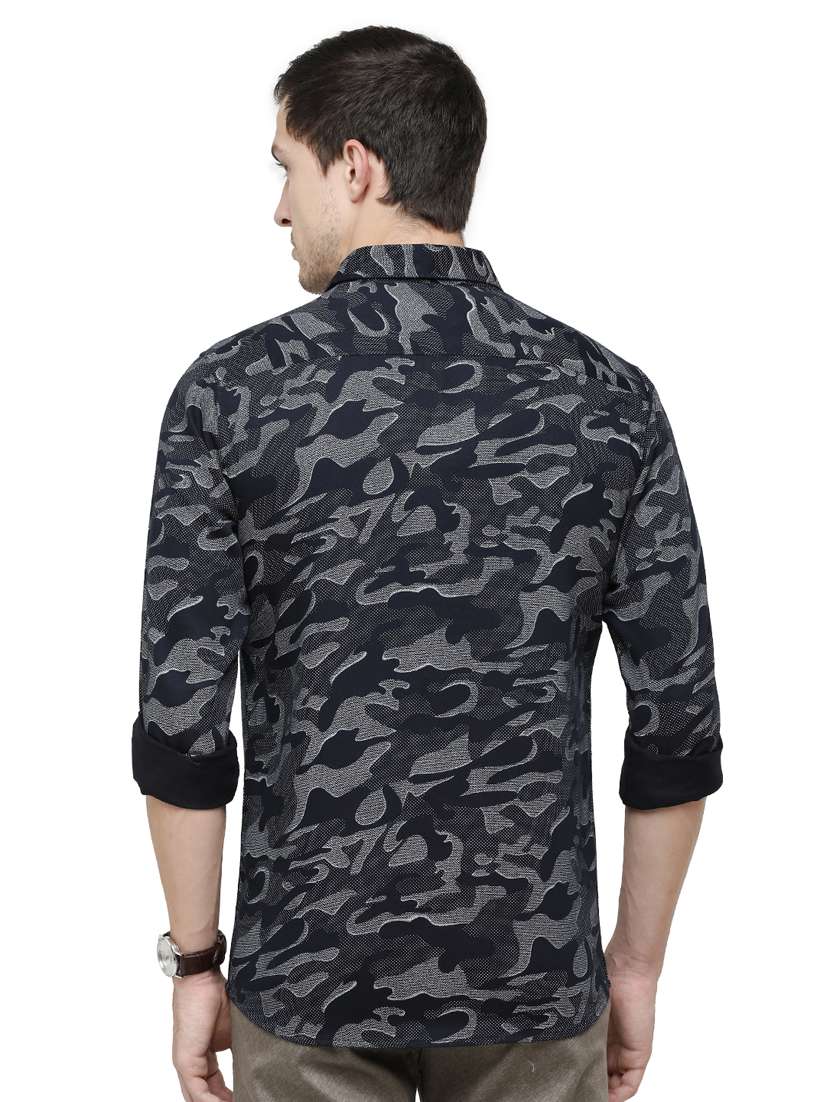 navy blue camouflage casual shirt - 18020262 -  Standard Image - 2
