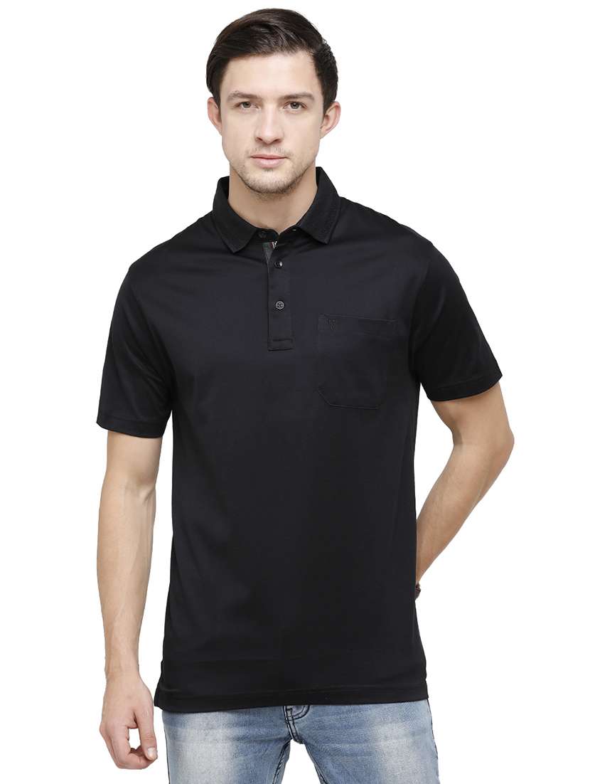 men solid polo neck t-shirt