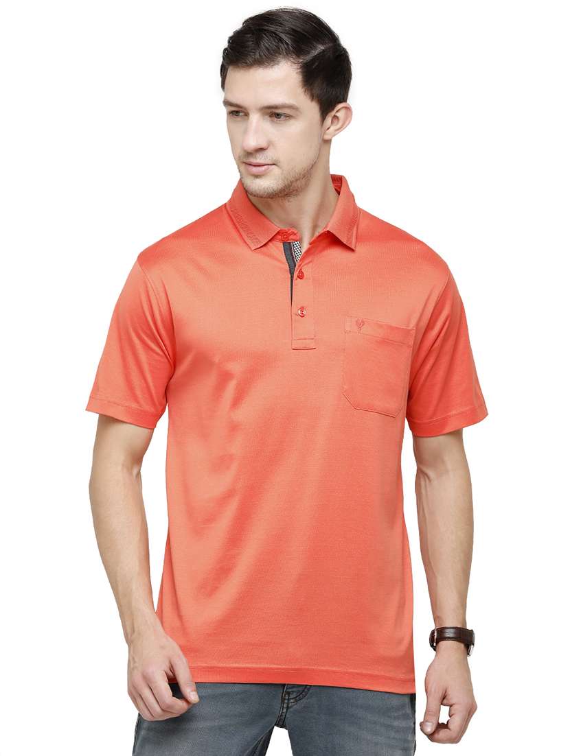 peach solid polo t-shirt