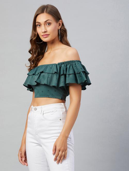 women's crop off shoulder top - 18021287 - Standard Image - 0