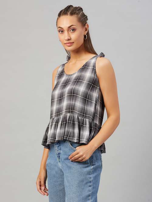 women's tiered round neck top - 18021289 - Standard Image - 0