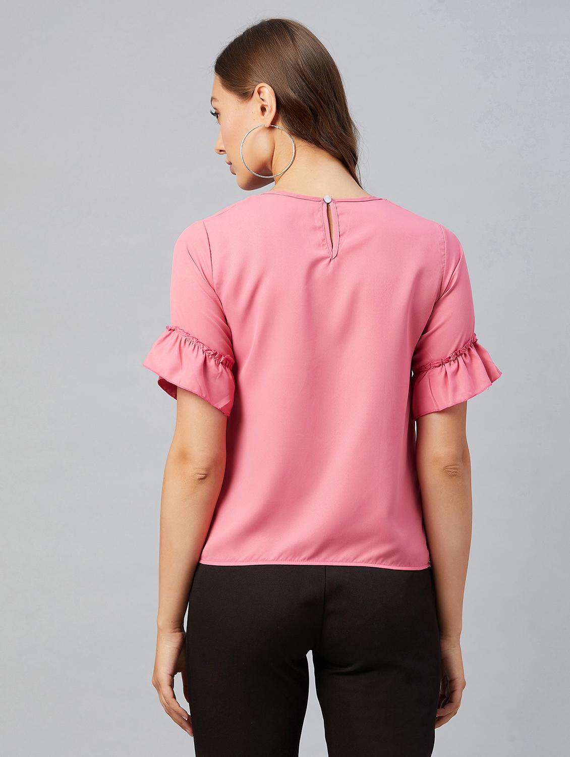 women's straight round neck top - 18021293 - Standard Image - 2