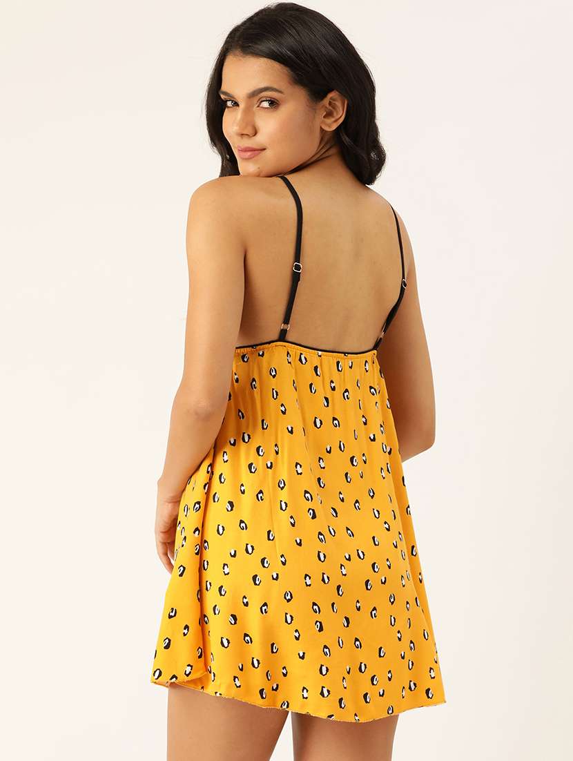 yellow printed babydoll - 18023109 - Standard Image - 2