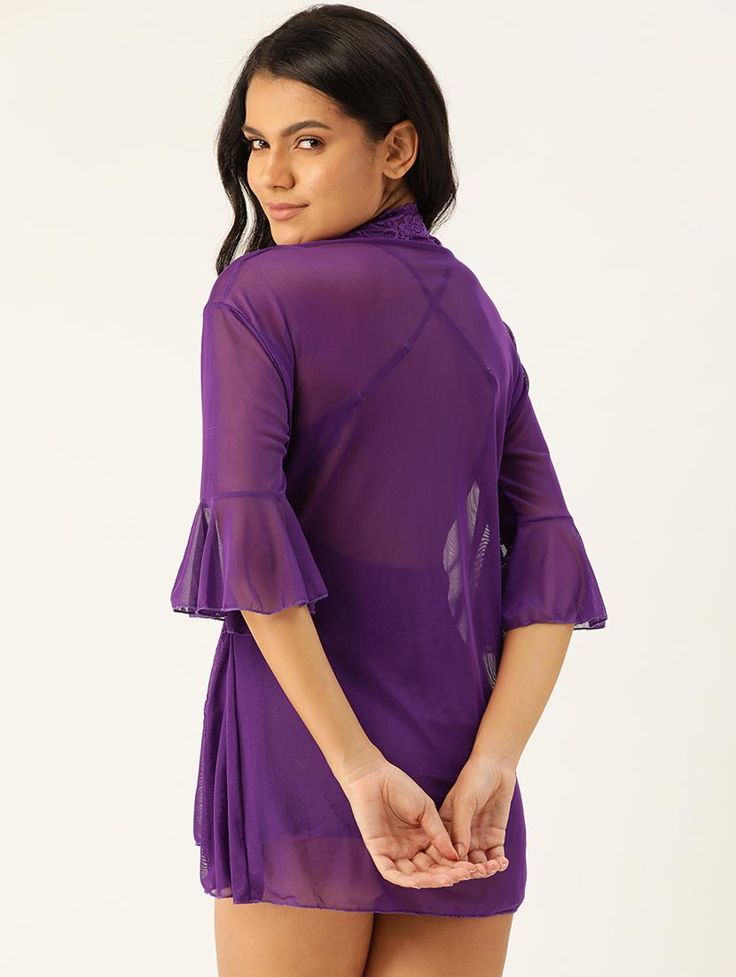 purple laced babydoll - 18023123 - Standard Image - 2