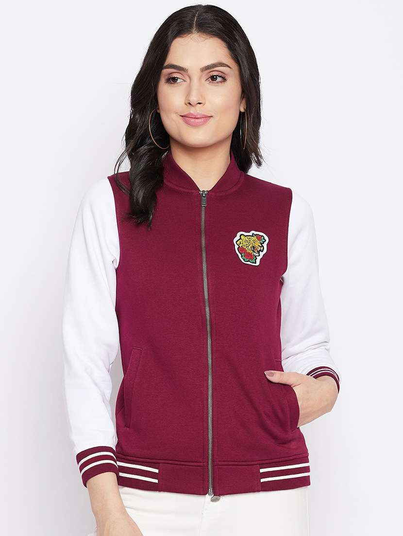 mandarin neck varsity sweatshirt