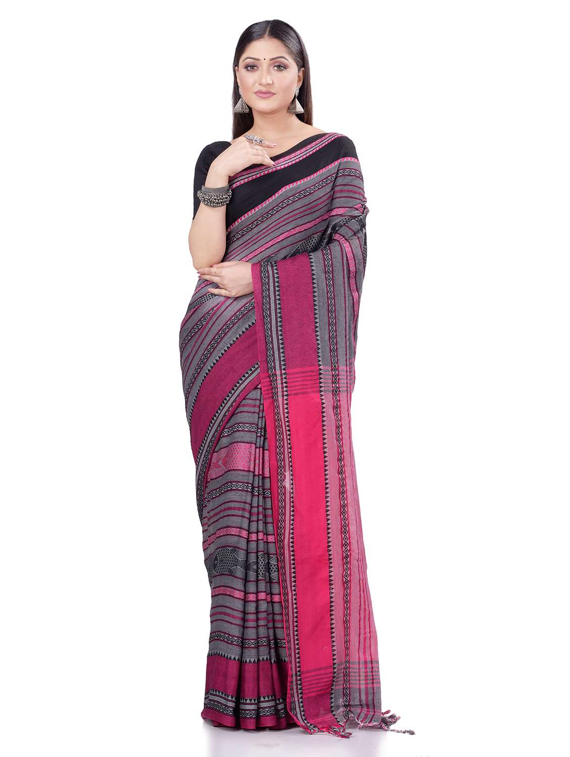 striped handloom saree with blouse