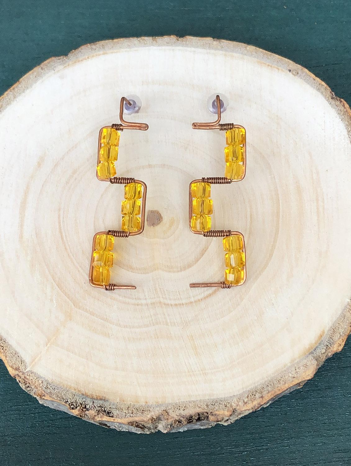 yellow crystal earrings - 18023488 - Zoom Image - 0