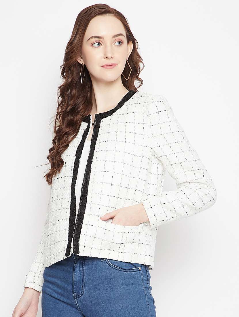 round neck checkered blazer - 18025000 - Standard Image - 2