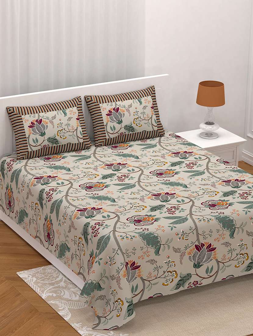 jyana's king size 100% pure cotton double bedsheet with 2 pillow covers (100" x 108")