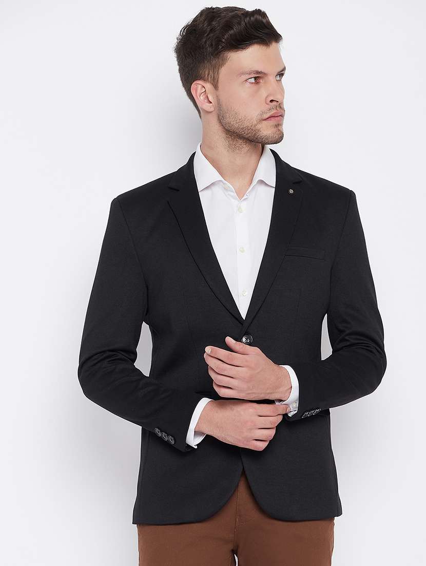 black solid single breasted casual blazer
