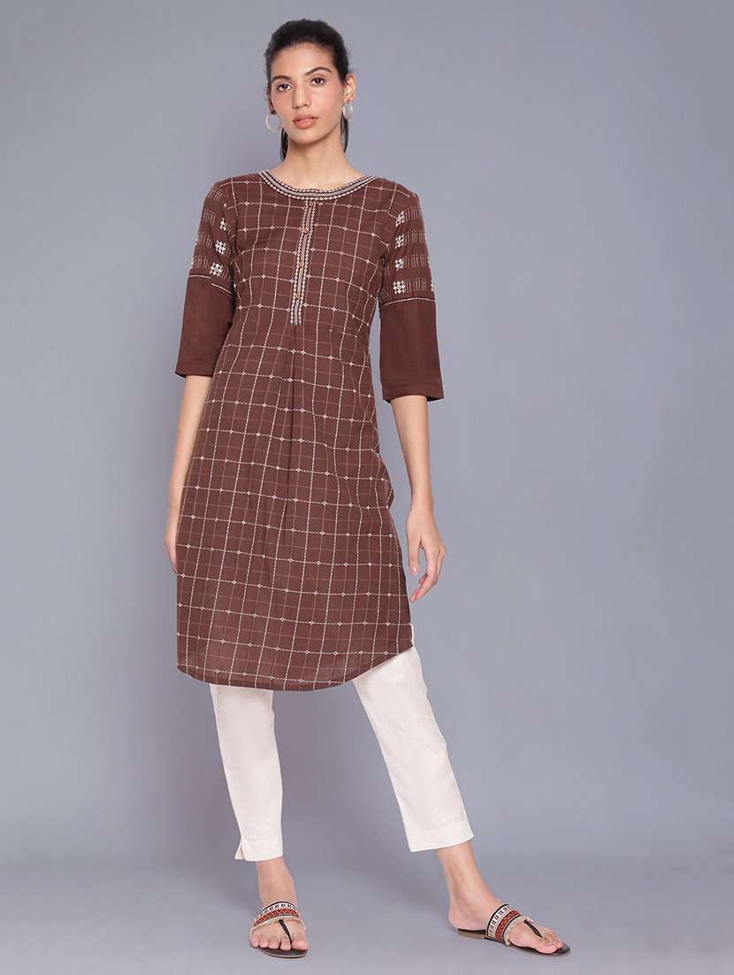 boat neck self design straight kurta
