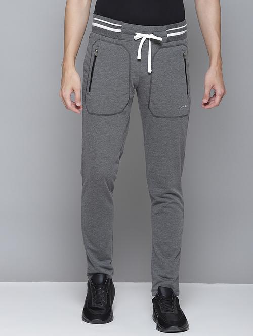 grey solid full length track pant - 18025720 - Standard Image - 0