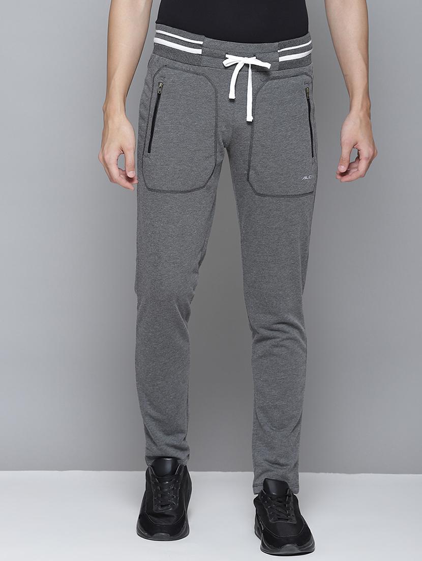 grey solid full length track pant